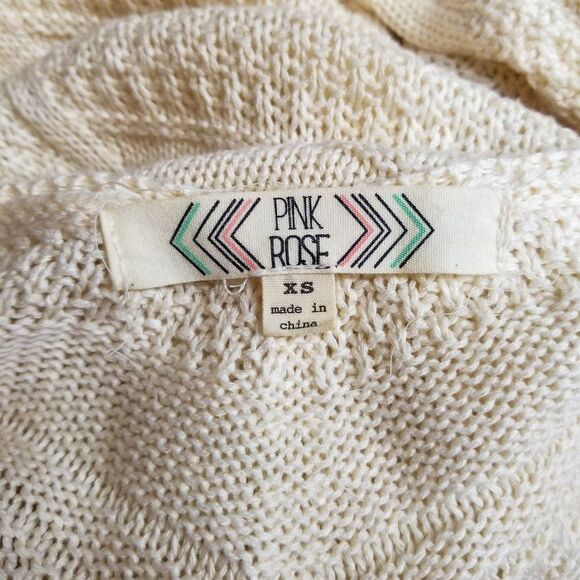 Pink Rose V-neck Cable Knit Sweater Jumper Size XS - Picture 4 of 5